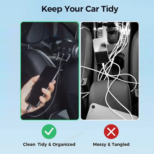 NEW Multi 3-in-1 Retractable Backseat Car Charging Station Box,36W Headrest USB Type-C Fast Car Charger for iPhone IPad,Samsung