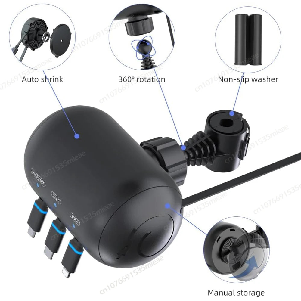 NEW Multi 3-in-1 Retractable Backseat Car Charging Station Box,36W Headrest USB Type-C Fast Car Charger for iPhone IPad,Samsung
