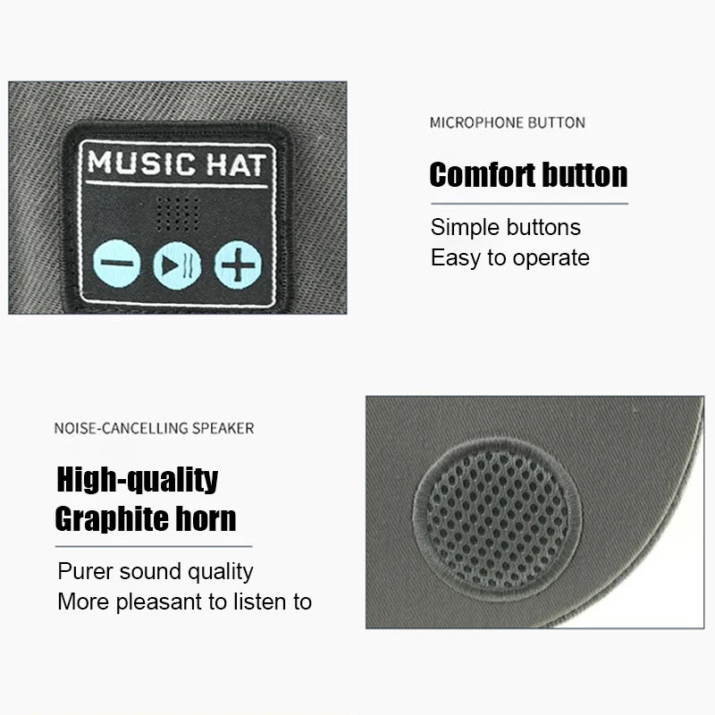 Bluetooth Music Hat with Headphones & Mic | Wireless Smart Baseball Cap with Dual Speakers for Running, Sports & Outdoor Use