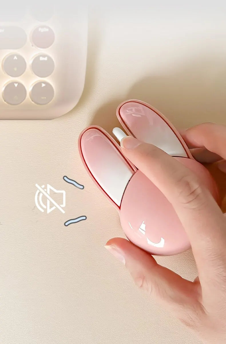 Wireless Silent Mouse – Cute Rabbit Design, 2.4GHz USB Mini Receiver
