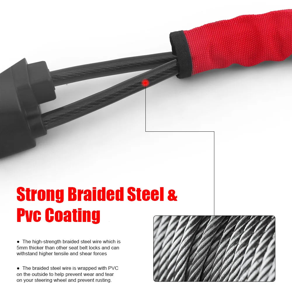 Universal Car Steering Wheel Lock with Seat Belt Socket – Anti-Theft Security Device