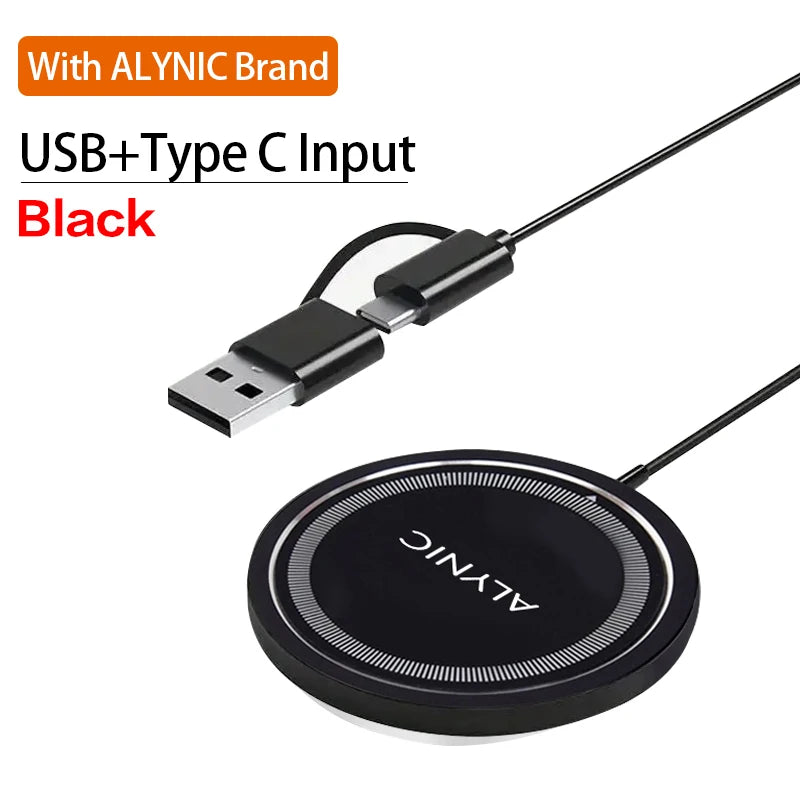 Magnetic 30W Wireless Charger Stand – Fast Charging Pad for iPhone 15/14/13/12 Pro Max, AirPods, USB-A Dock Station
