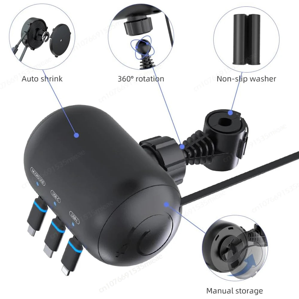 NEW Multi 3-in-1 Retractable Backseat Car Charging Station Box,36W Headrest USB Type-C Fast Car Charger for iPhone IPad,Samsung