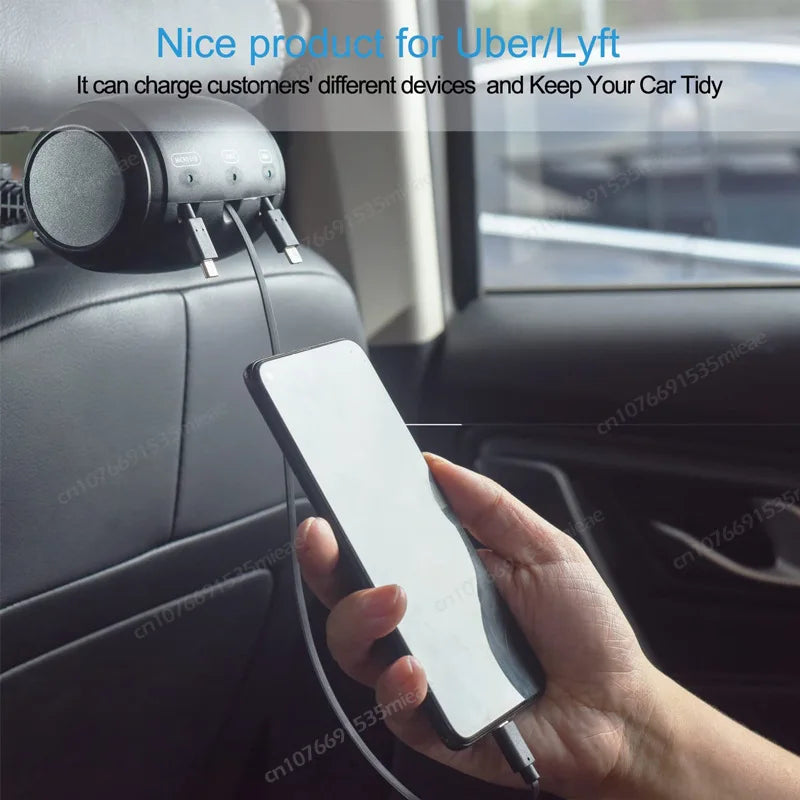 NEW Multi 3-in-1 Retractable Backseat Car Charging Station Box,36W Headrest USB Type-C Fast Car Charger for iPhone IPad,Samsung