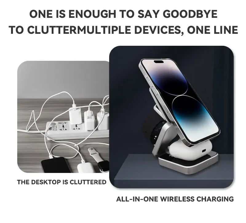 30W Magnetic Wireless Charger Stand for iPhone 16/15/14 & AirPods