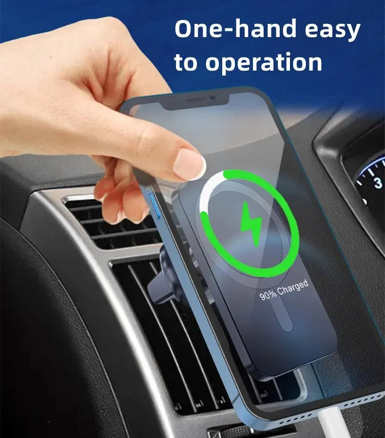 High-Speed 30W MagSafe Car Charger for iPhone 15–12 | Magnetic Wireless Mount with Premium Grip