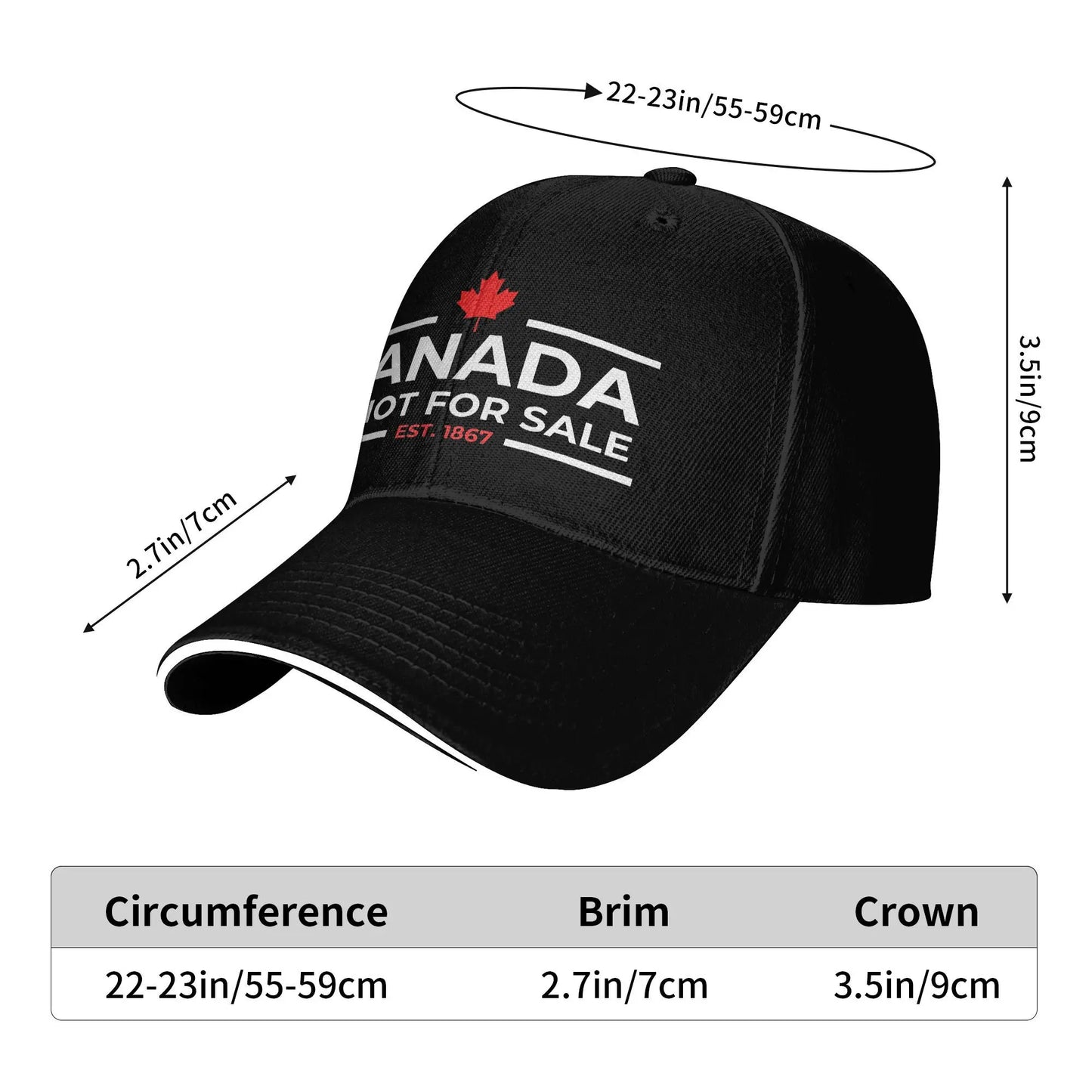 Canada Is Not For Sale 1867 Baseball Cap | Funny Retro Snapback Hat for Men & Women | Summer Outdoor Hip Hop Cap
