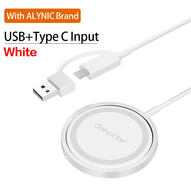 Magnetic 30W Wireless Charger Stand – Fast Charging Pad for iPhone 15/14/13/12 Pro Max, AirPods, USB-A Dock Station