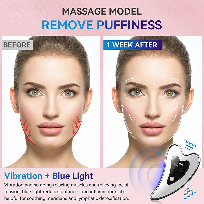 4-in-1 Electric Gua Sha Face Massager – Heated Vibration Facial Scraping Tool for Anti Wrinkles, Skin Lifting & Double Chin Reduction