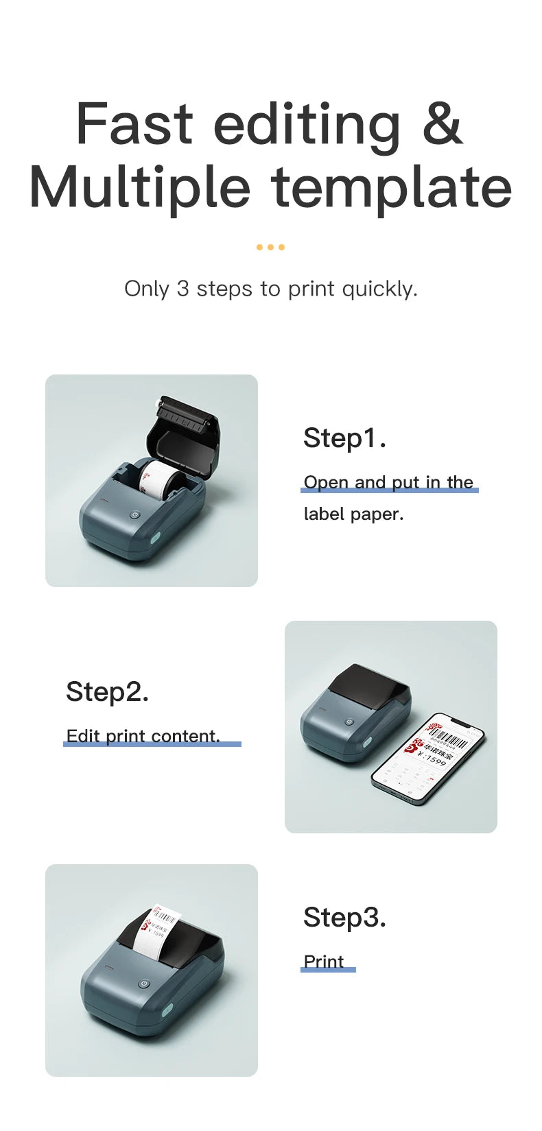 Niimbot B1 Portable Mini Thermal Label Printer Bluetooth Handheld Printer Pocket Label Self-adhesive Sticker Labeling Machine