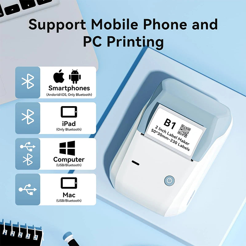 Niimbot B1 Portable Mini Thermal Label Printer Bluetooth Handheld Printer Pocket Label Self-adhesive Sticker Labeling Machine