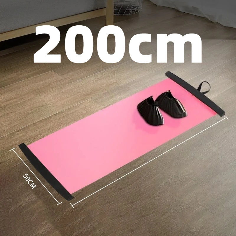 Fitness Glide Plate Sliding Mat (180cm/200cm) – Core Training Board for Leg Exercise, Yoga, and Roller Skating Workout Equipment