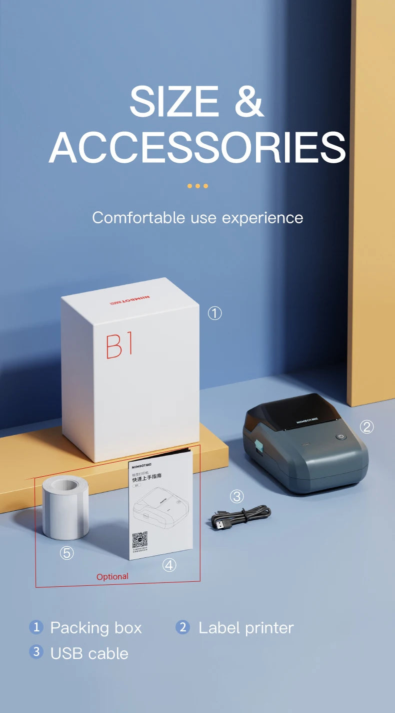Niimbot B1 Portable Mini Thermal Label Printer Bluetooth Handheld Printer Pocket Label Self-adhesive Sticker Labeling Machine