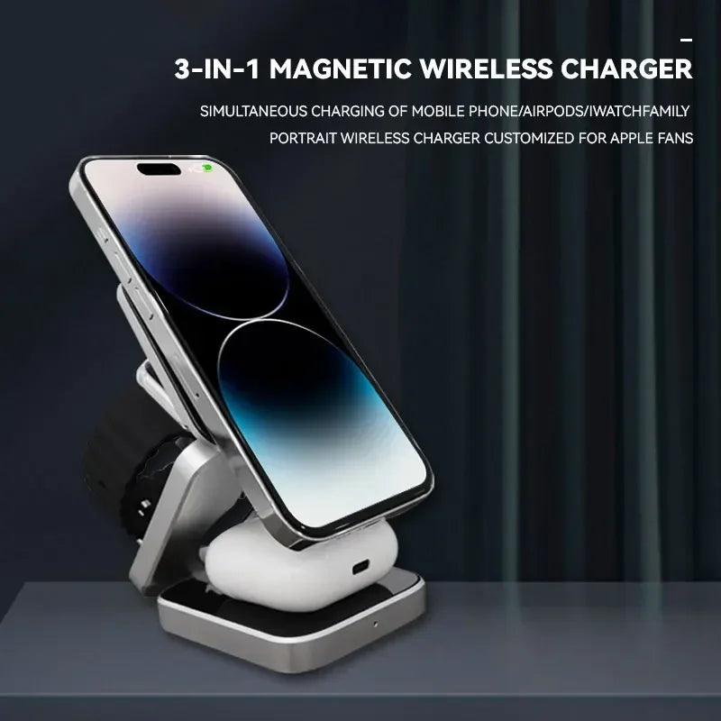 30W Magnetic Wireless Charger Stand for iPhone 16/15/14 & AirPods