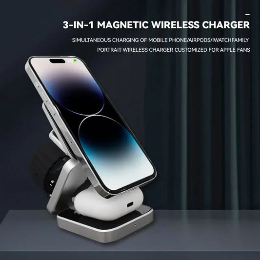 30W Magnetic Wireless Charger Stand for iPhone 16/15/14 & AirPods