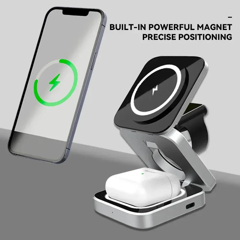 30W Magnetic Wireless Charger Stand for iPhone 16/15/14 & AirPods