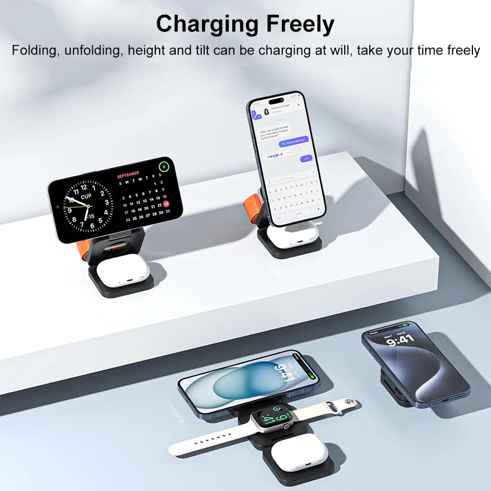 Magnetic Wireless Charging Station for iPhone 15/14/13/12 Pro Max Foldable Charger