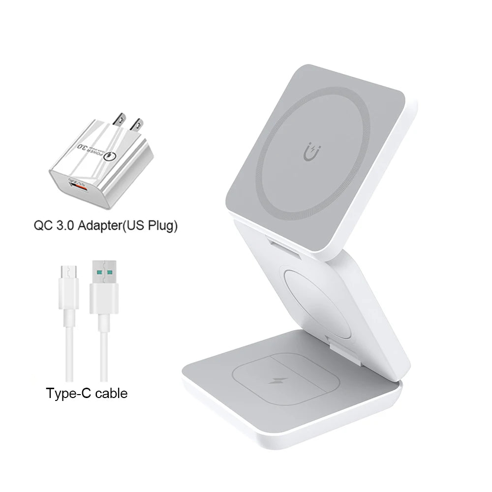 Magnetic Wireless Charging Station for iPhone 15/14/13/12 Pro Max Foldable Charger