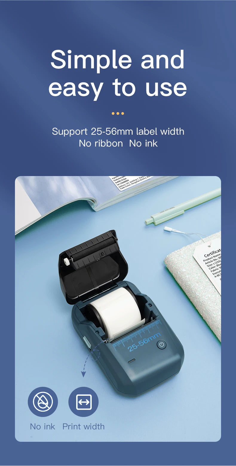 Niimbot B1 Portable Mini Thermal Label Printer Bluetooth Handheld Printer Pocket Label Self-adhesive Sticker Labeling Machine